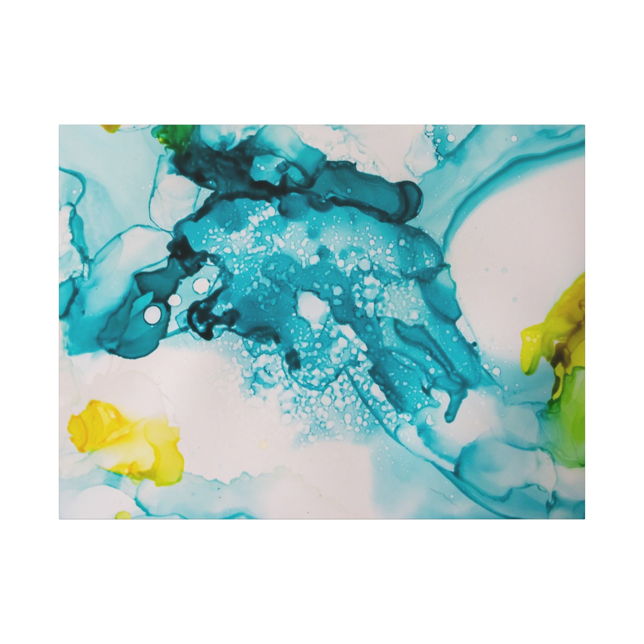Teal & Yellow Abstract Fluid Art Canvas
