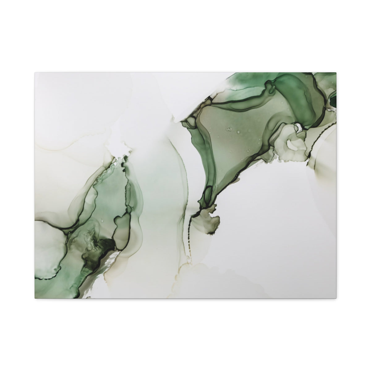 Green Ink Abstract Matte Canvas Print — Stretched 1.25" Wall Art
