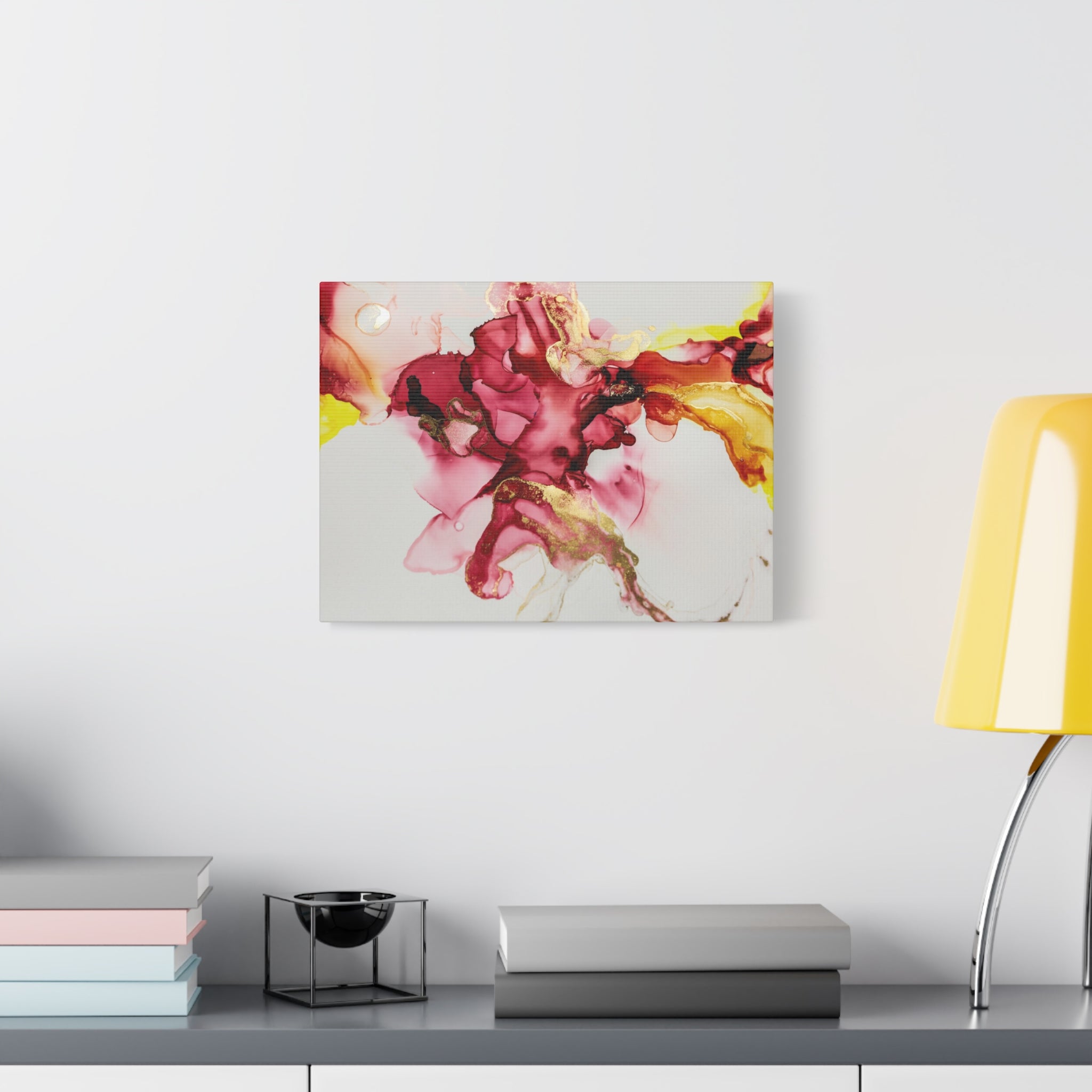 Abstract Pink & Gold Alcohol Ink Art Canvas Print — Matte Stretched Wall Art