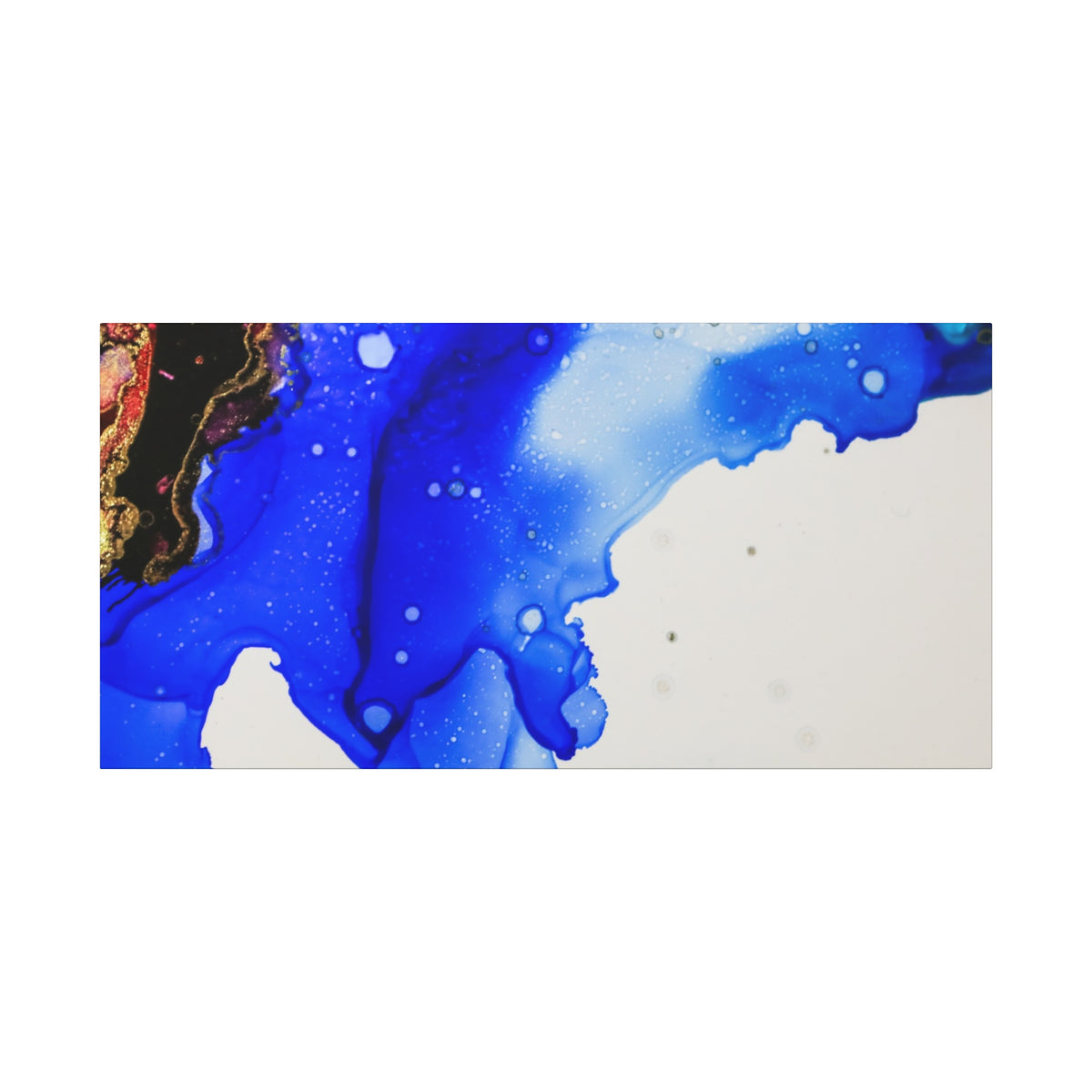 Abstract Blue Ink Art Canvas Print — Oceanic Fluid Painting