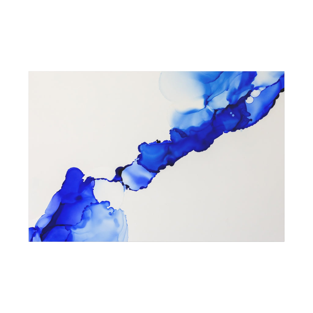 Blue Ink Abstract Matte Canvas Print — Stretched 1.25\"