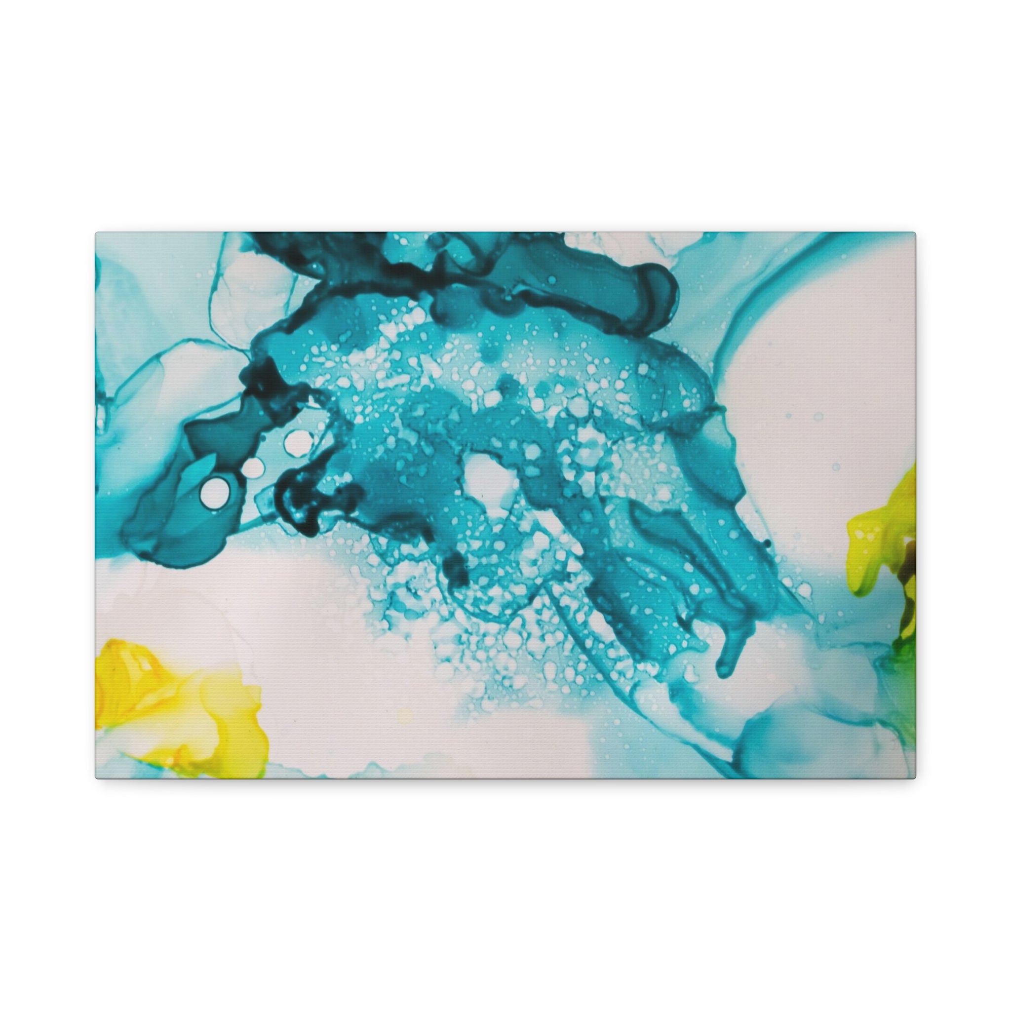 Teal & Yellow Abstract Fluid Art Canvas