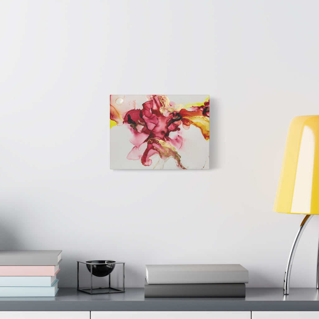 Abstract Pink & Gold Alcohol Ink Art Canvas Print — Matte Stretched Wall Art