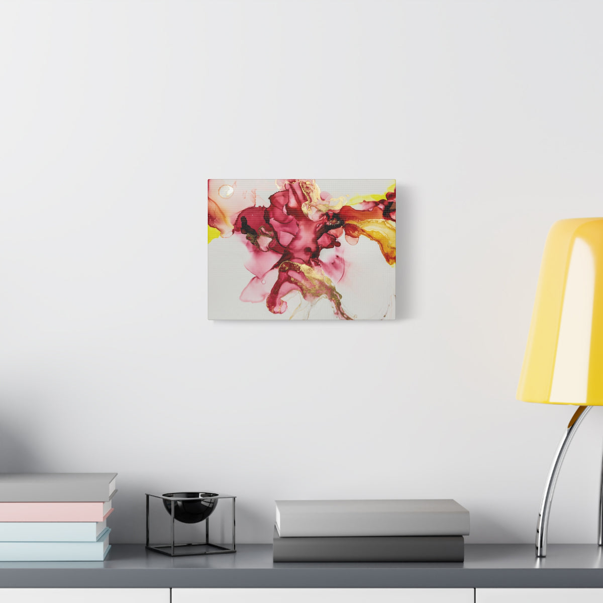 Abstract Pink & Gold Alcohol Ink Art Canvas Print — Matte Stretched Wall Art