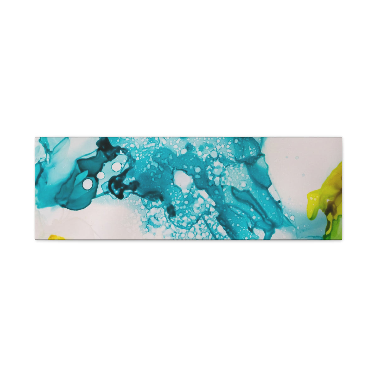 Teal & Yellow Abstract Fluid Art Canvas