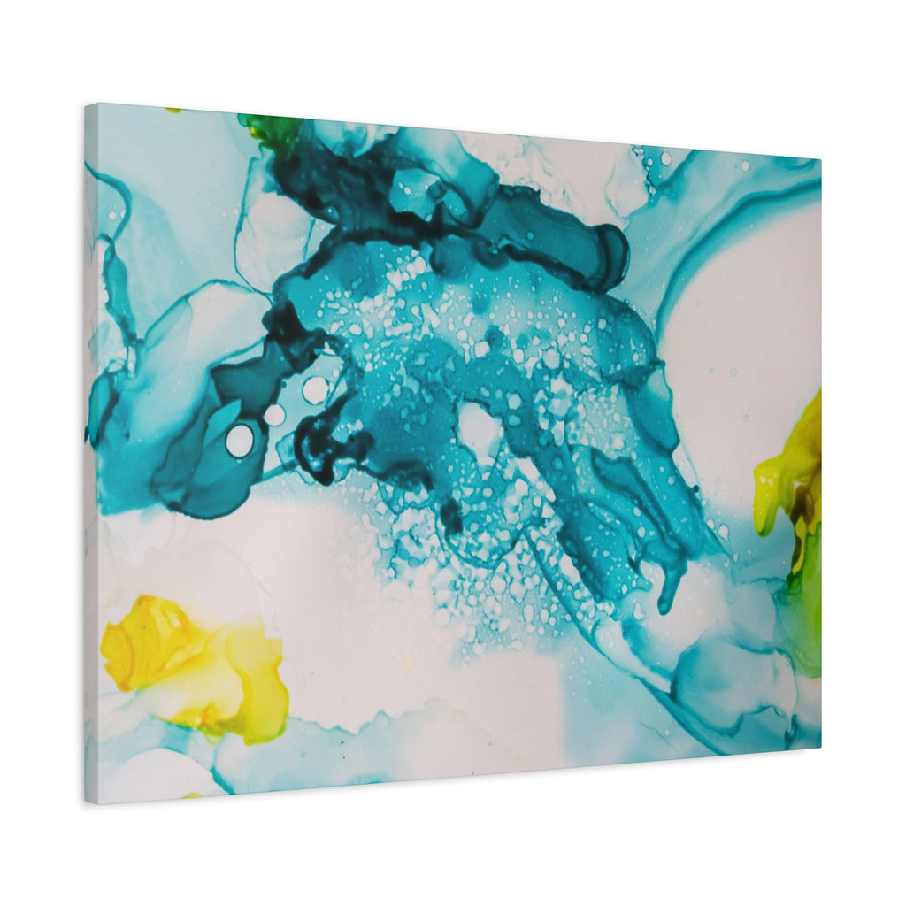 Teal & Yellow Abstract Fluid Art Canvas
