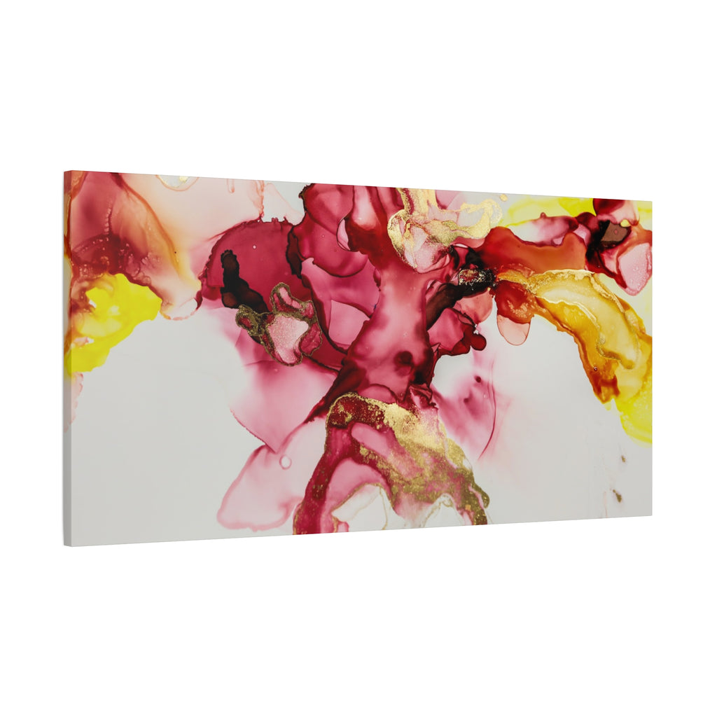 Abstract Pink & Gold Alcohol Ink Art Canvas Print — Matte Stretched Wall Art