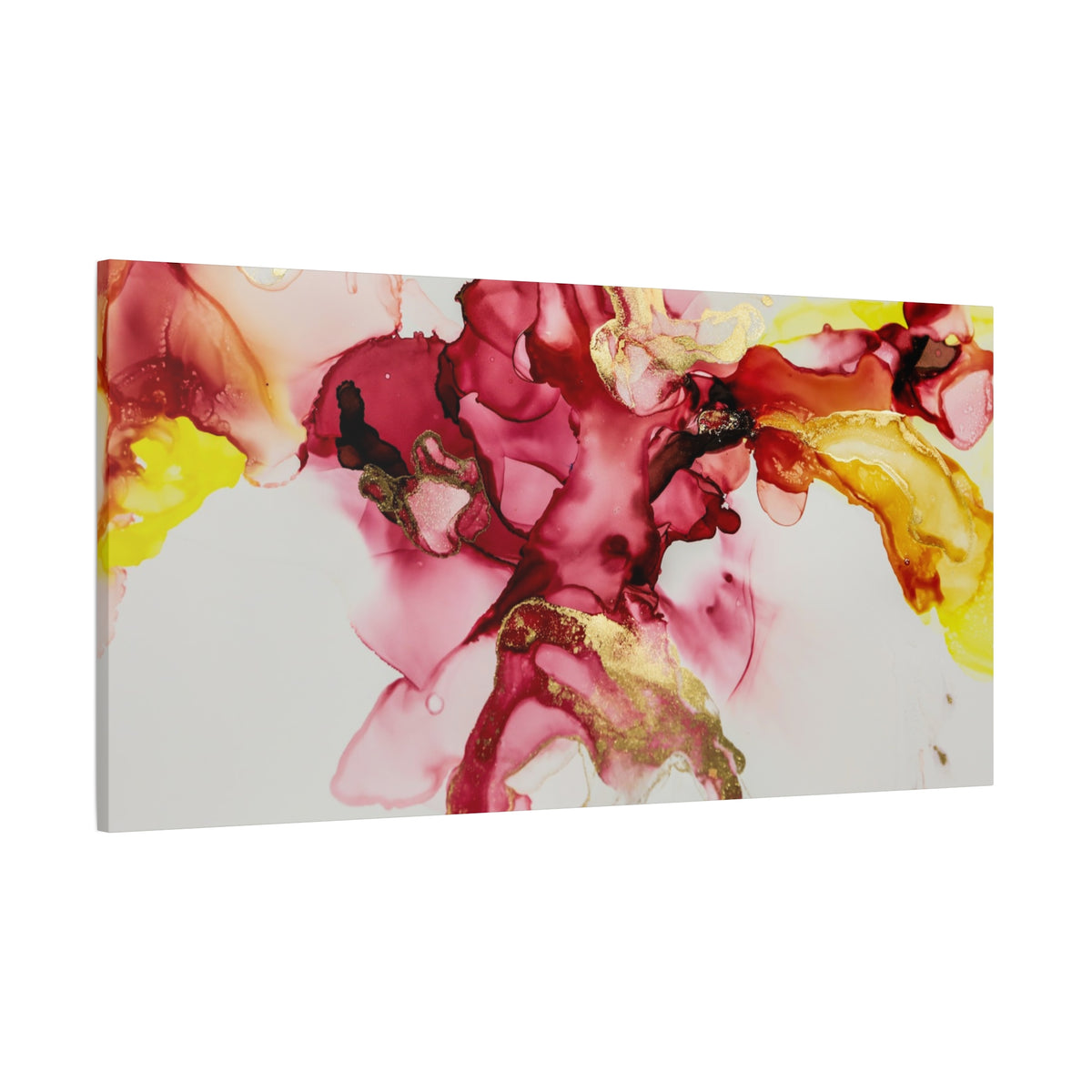 Abstract Pink & Gold Alcohol Ink Art Canvas Print — Matte Stretched Wall Art