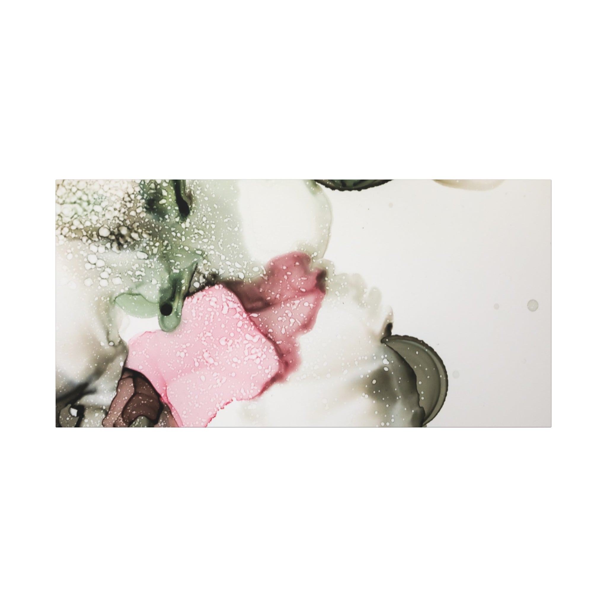 Abstract Pink & Sage Alcohol Ink Canvas Print — Modern Wall Art