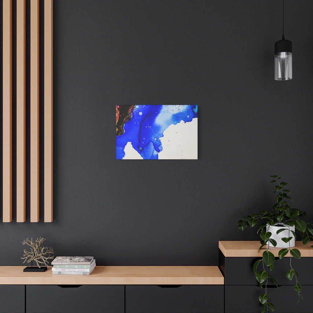 Abstract Blue Ink Art Canvas Print — Oceanic Fluid Painting