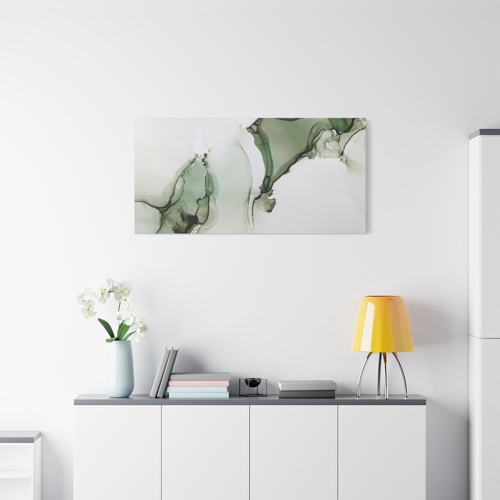 Green Ink Abstract Matte Canvas Print — Stretched 1.25" Wall Art