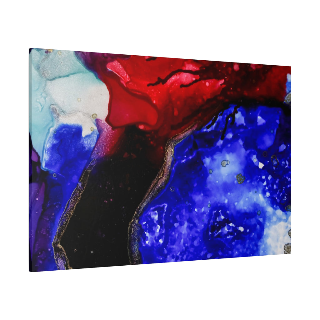 Abstract Geode Resin Art Canvas – Blue & Red Fluid Wall Art (Matte Stretched)