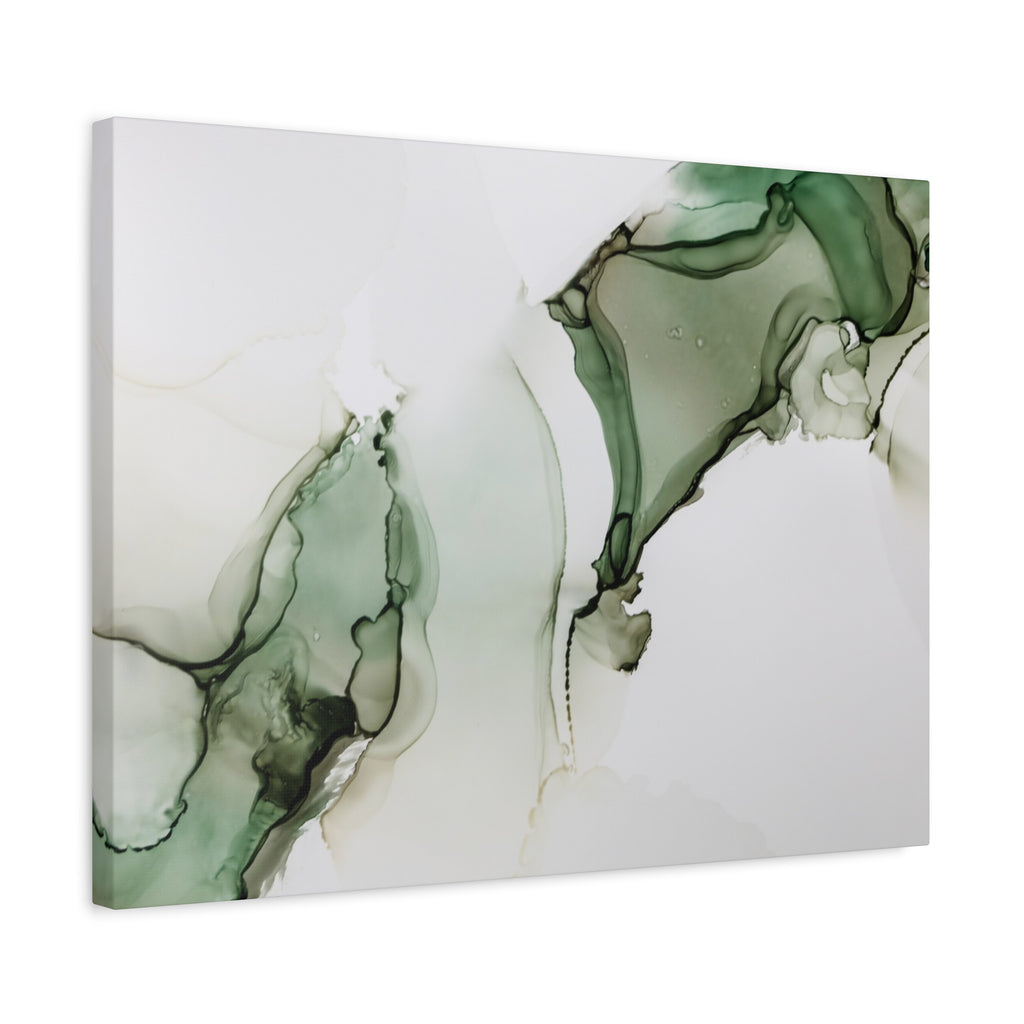 Green Ink Abstract Matte Canvas Print — Stretched 1.25" Wall Art