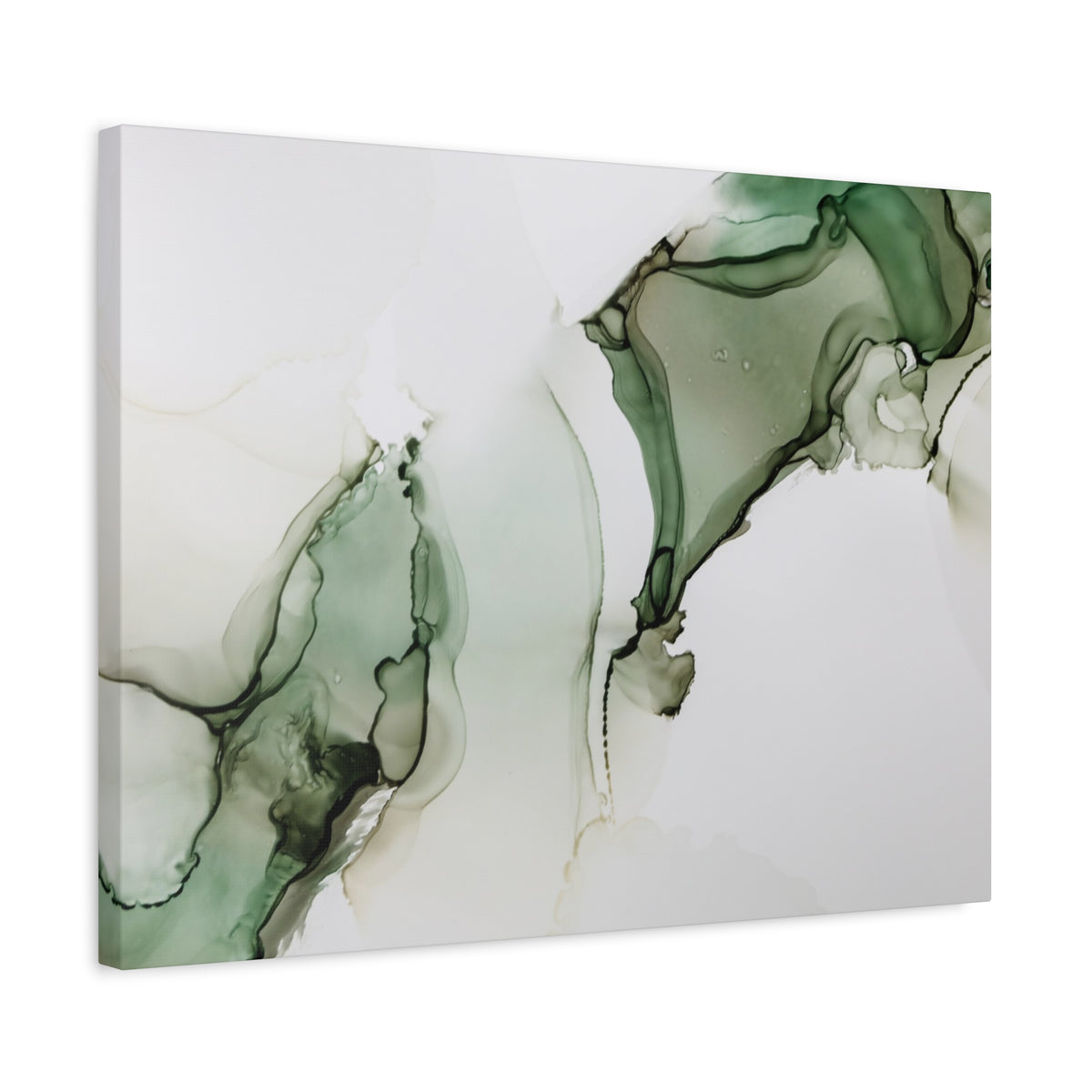 Green Ink Abstract Matte Canvas Print — Stretched 1.25" Wall Art
