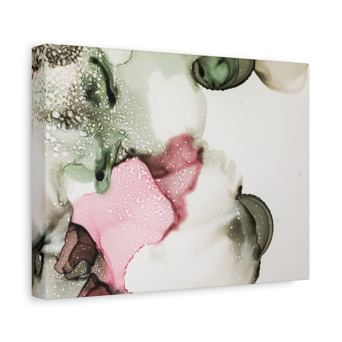 Abstract Pink & Sage Alcohol Ink Canvas Print — Modern Wall Art
