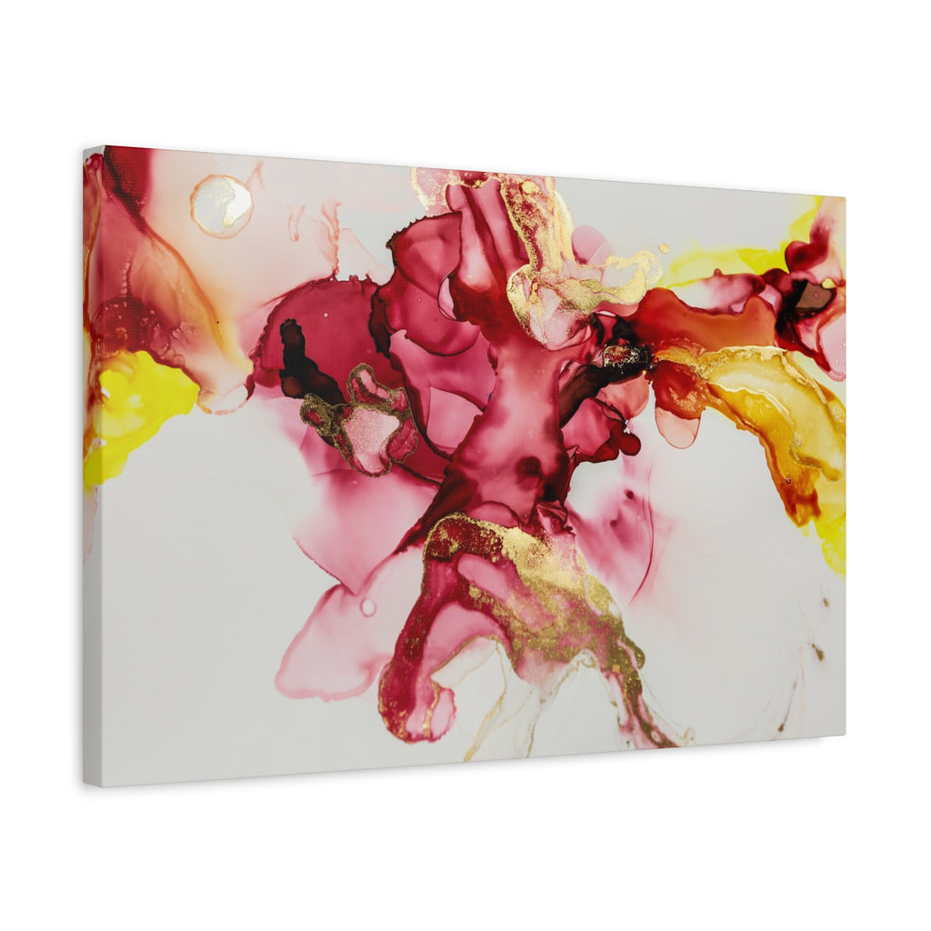 Abstract Pink & Gold Alcohol Ink Art Canvas Print — Matte Stretched Wall Art
