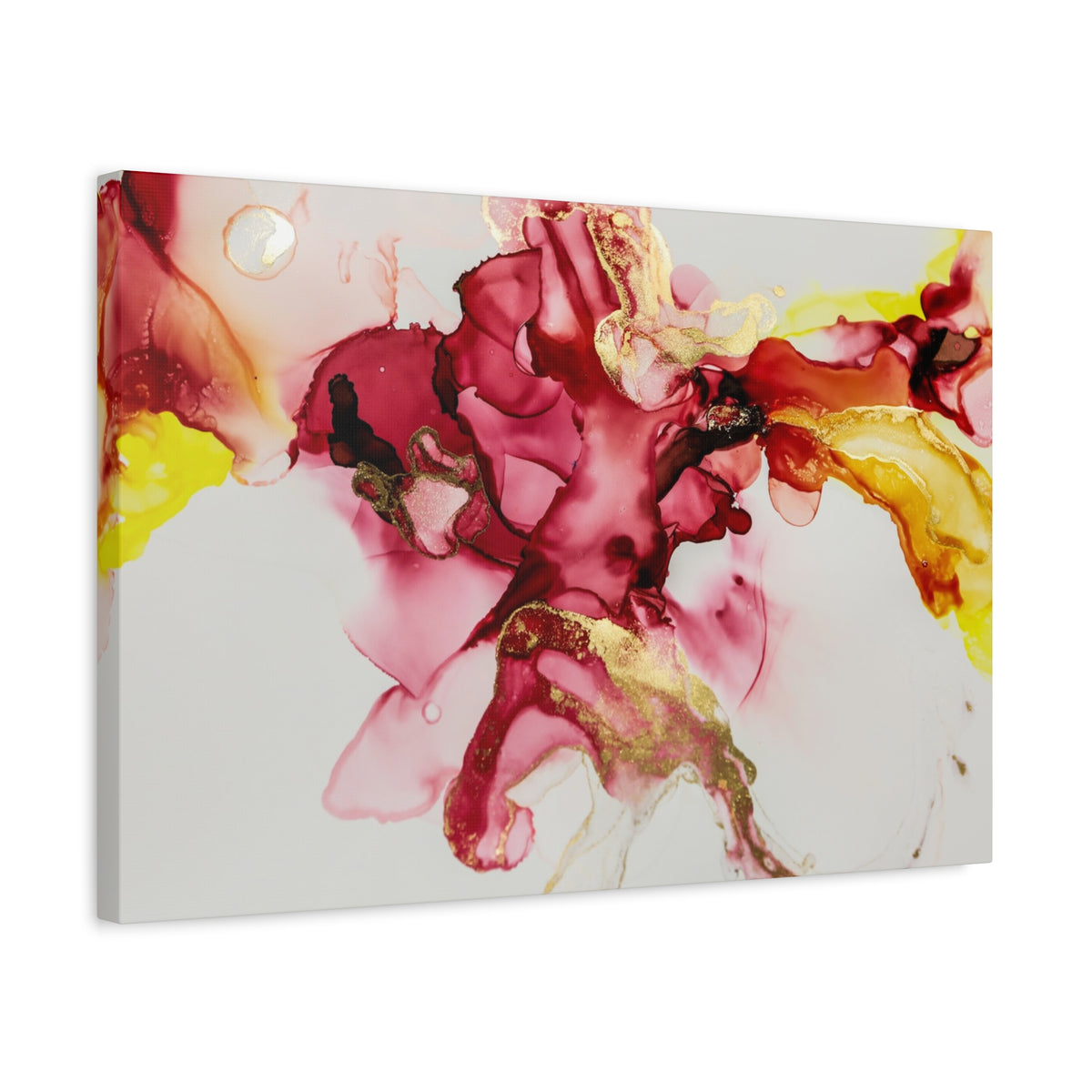Abstract Pink & Gold Alcohol Ink Art Canvas Print — Matte Stretched Wall Art