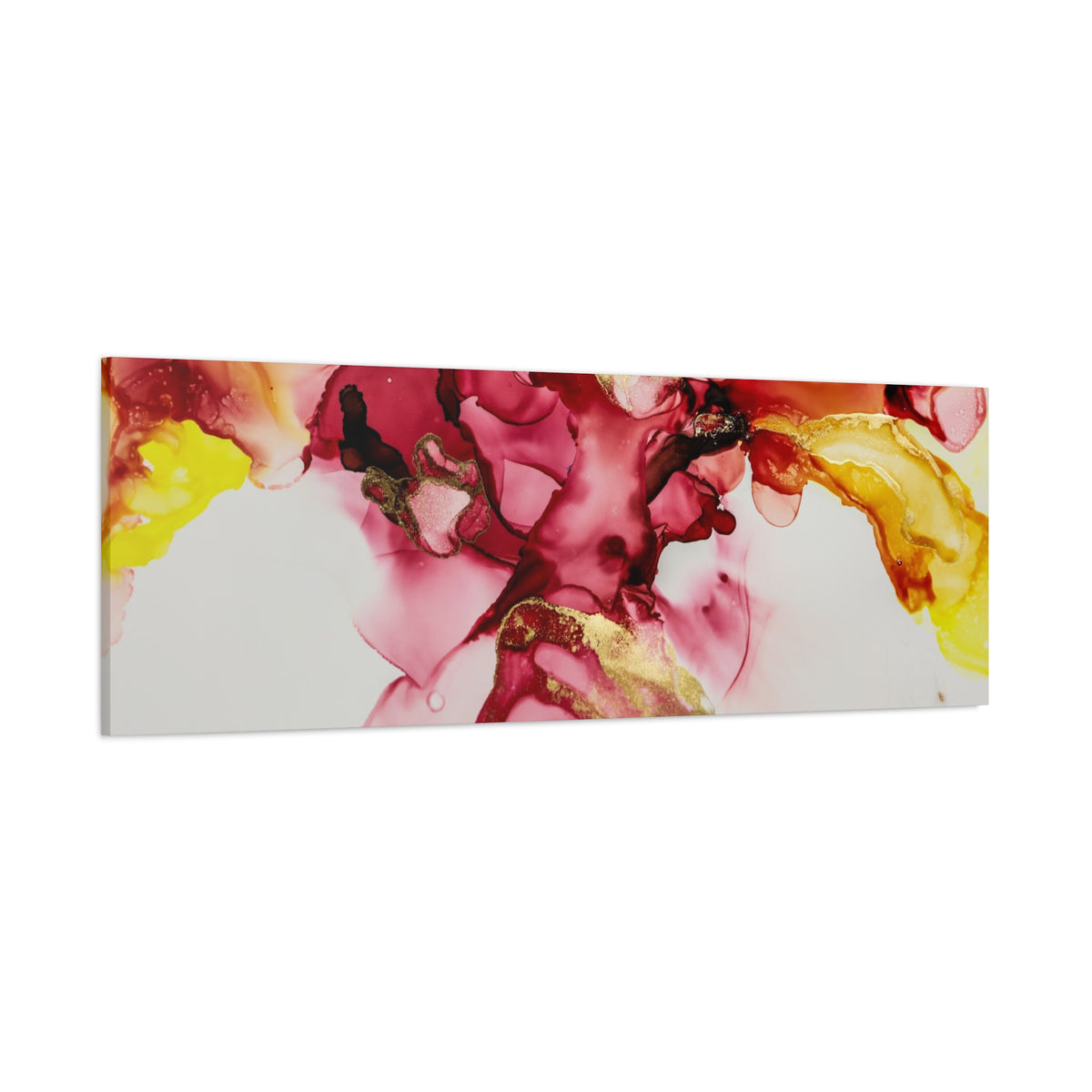 Abstract Pink & Gold Alcohol Ink Art Canvas Print — Matte Stretched Wall Art