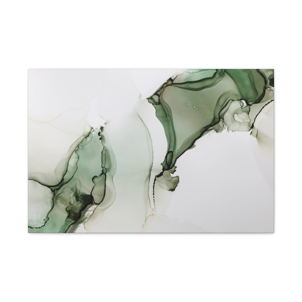 Green Ink Abstract Matte Canvas Print — Stretched 1.25" Wall Art