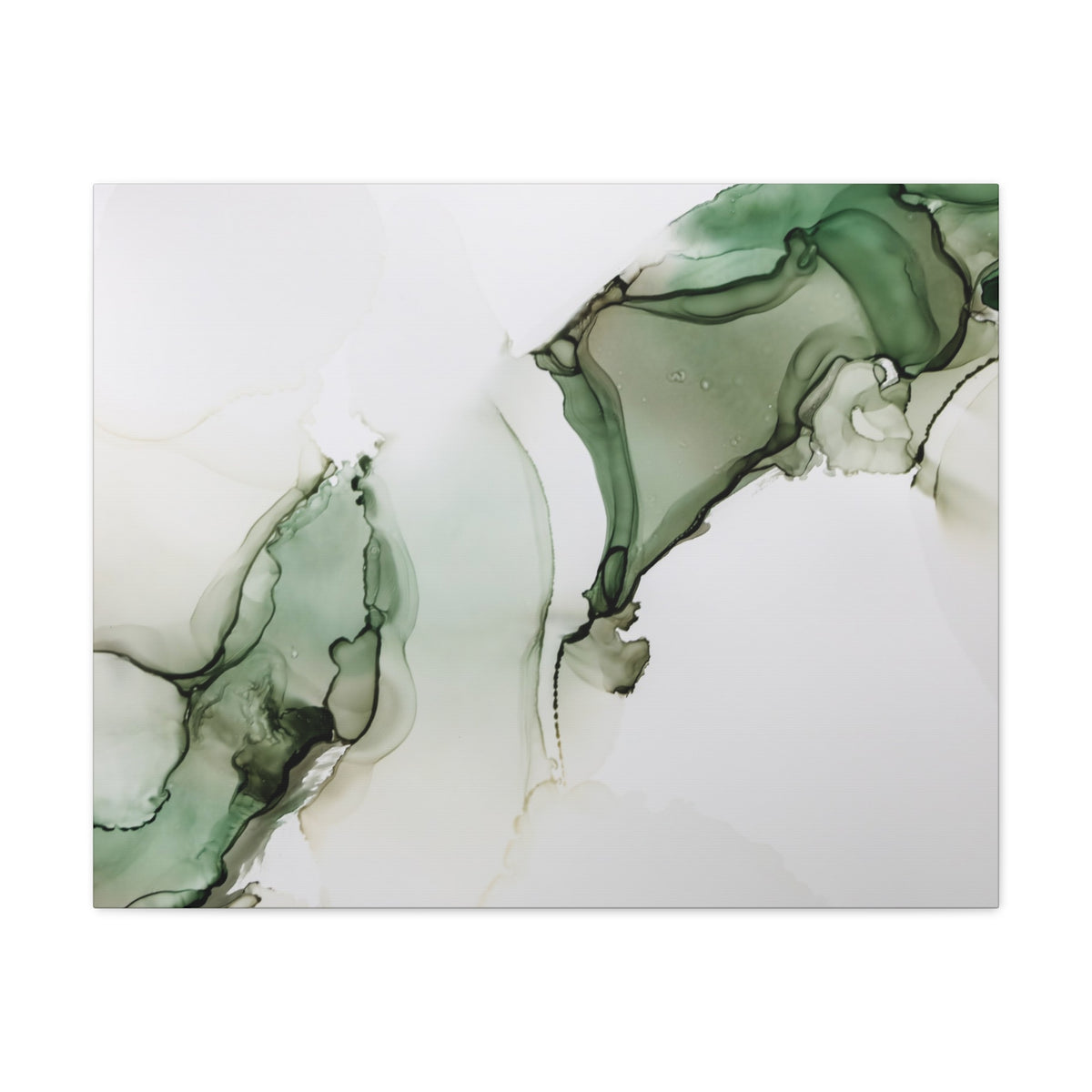 Green Ink Abstract Matte Canvas Print — Stretched 1.25" Wall Art