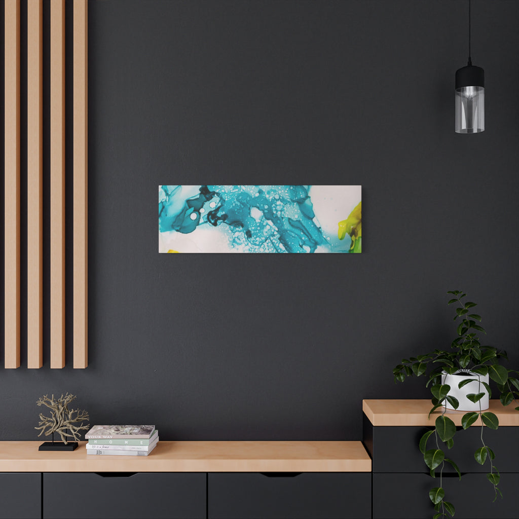 Teal & Yellow Abstract Fluid Art Canvas