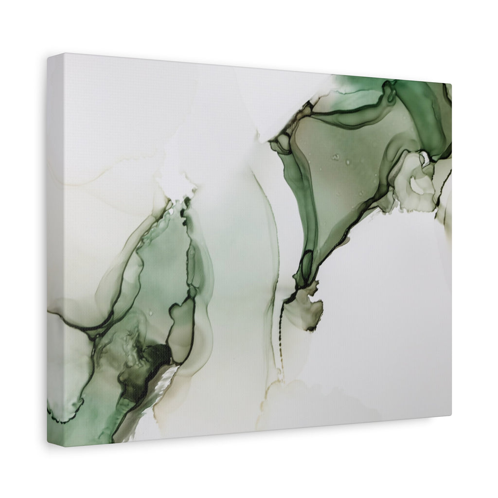 Green Ink Abstract Matte Canvas Print — Stretched 1.25" Wall Art