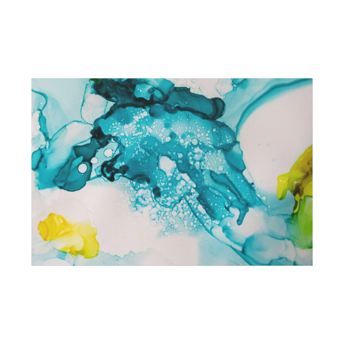 Teal & Yellow Abstract Fluid Art Canvas