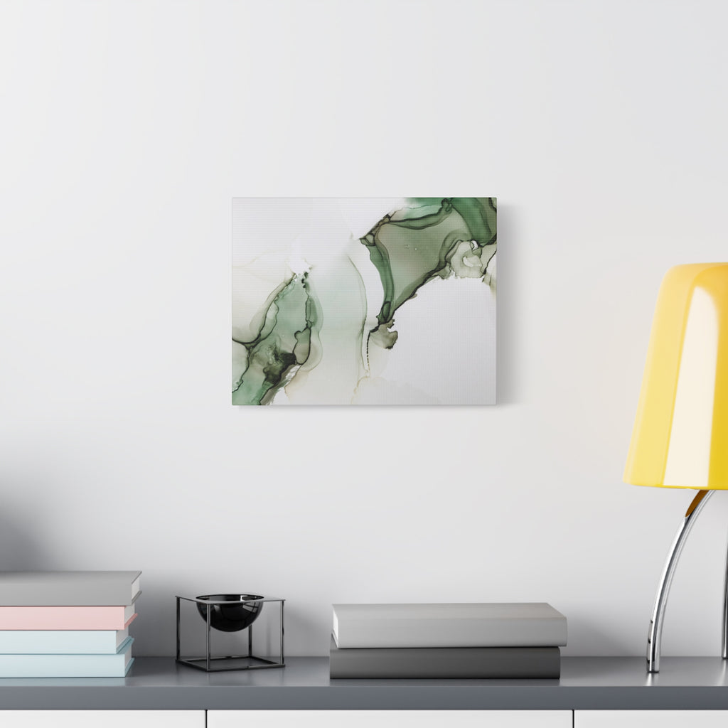 Green Ink Abstract Matte Canvas Print — Stretched 1.25" Wall Art