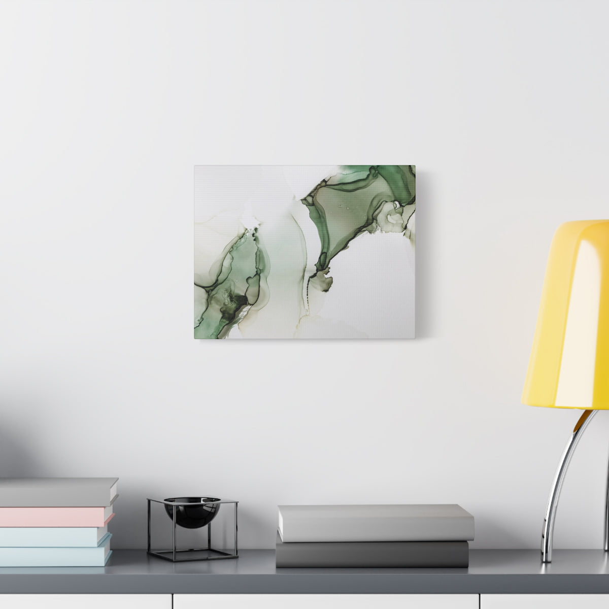 Green Ink Abstract Matte Canvas Print — Stretched 1.25" Wall Art