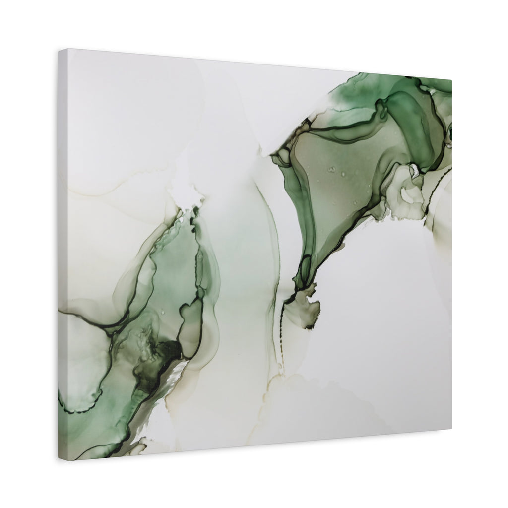 Green Ink Abstract Matte Canvas Print — Stretched 1.25" Wall Art