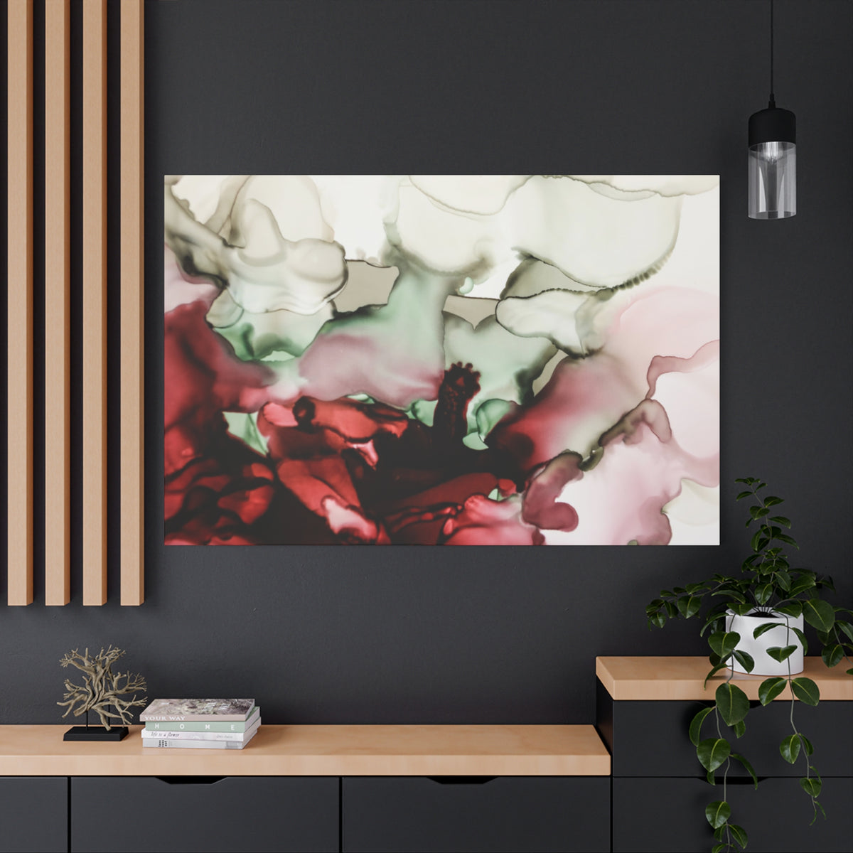 Abstract Floral Alcohol Ink Matte Canvas Print — Stretched Wall Art