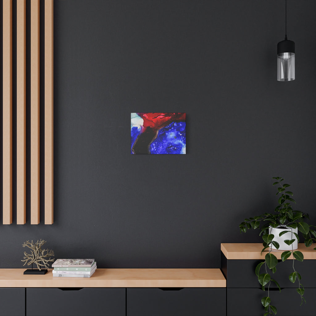 Abstract Geode Resin Art Canvas – Blue & Red Fluid Wall Art (Matte Stretched)
