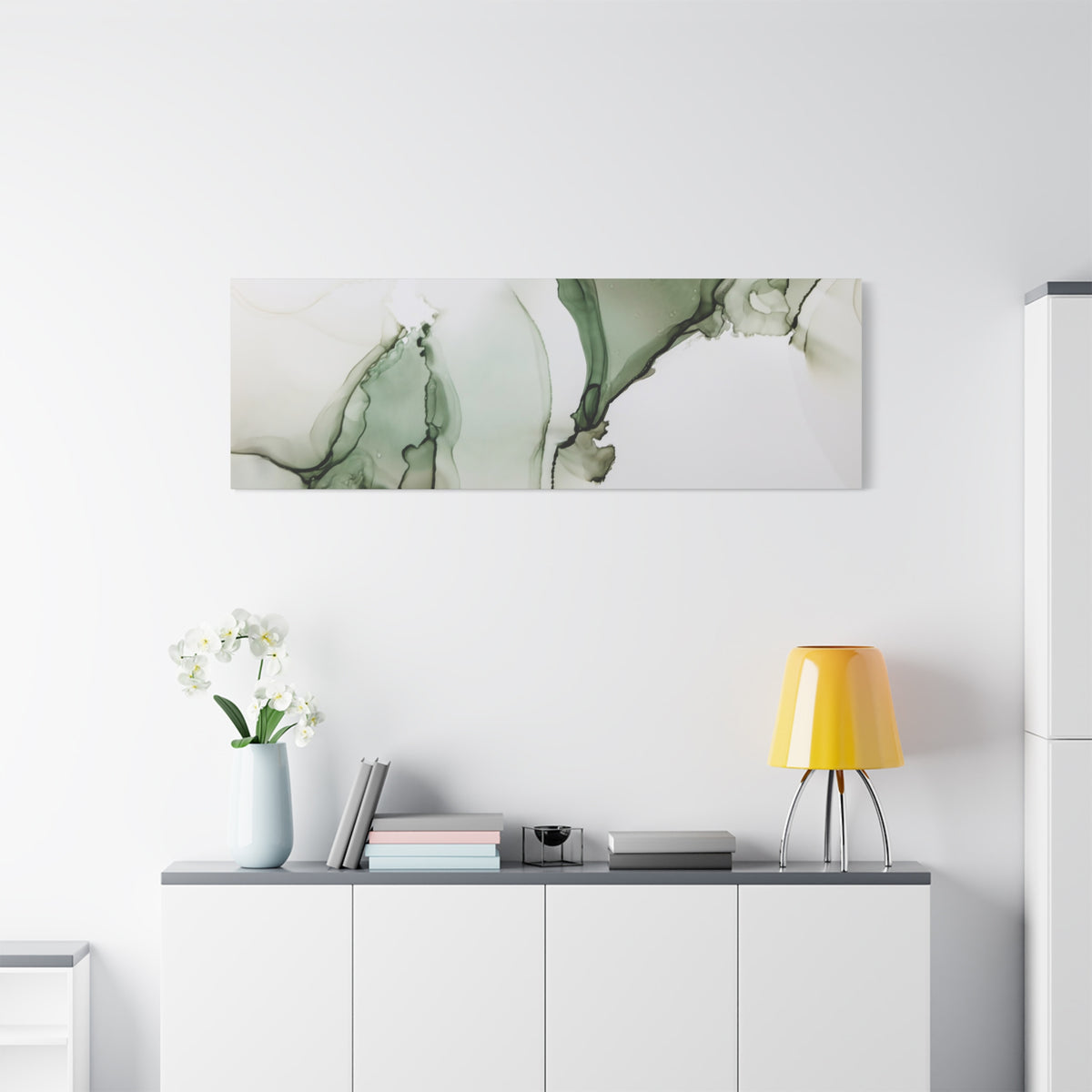 Green Ink Abstract Matte Canvas Print — Stretched 1.25" Wall Art