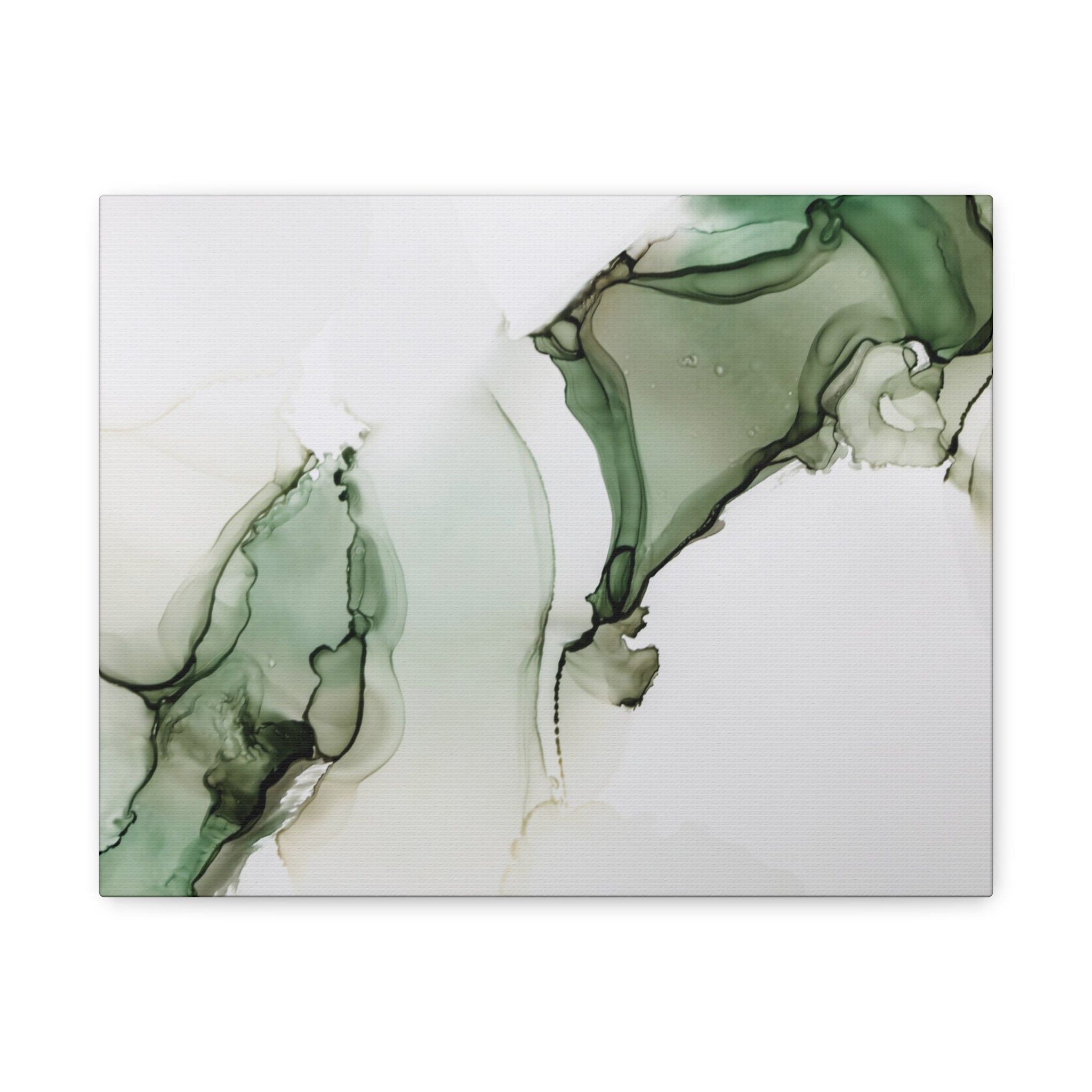 Green Ink Abstract Matte Canvas Print — Stretched 1.25" Wall Art