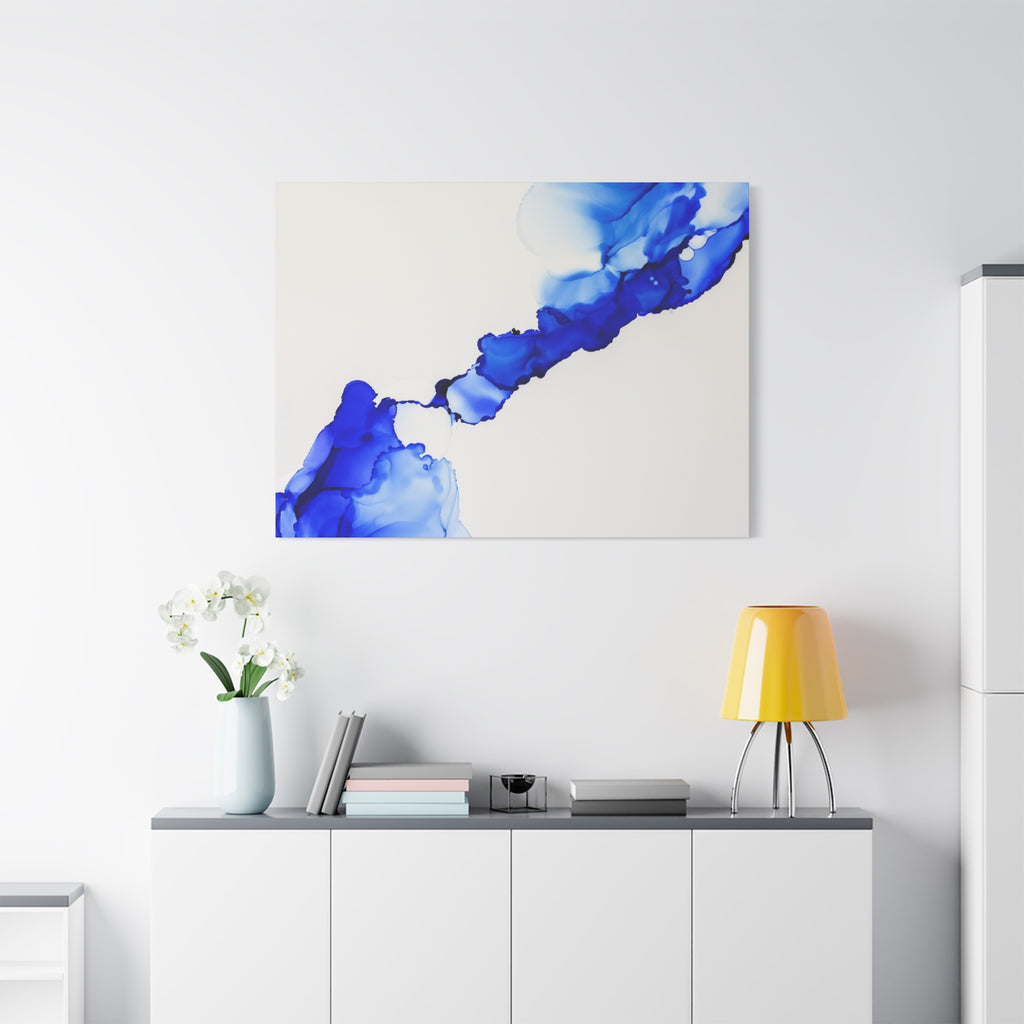 Blue Ink Abstract Matte Canvas Print — Stretched 1.25\"