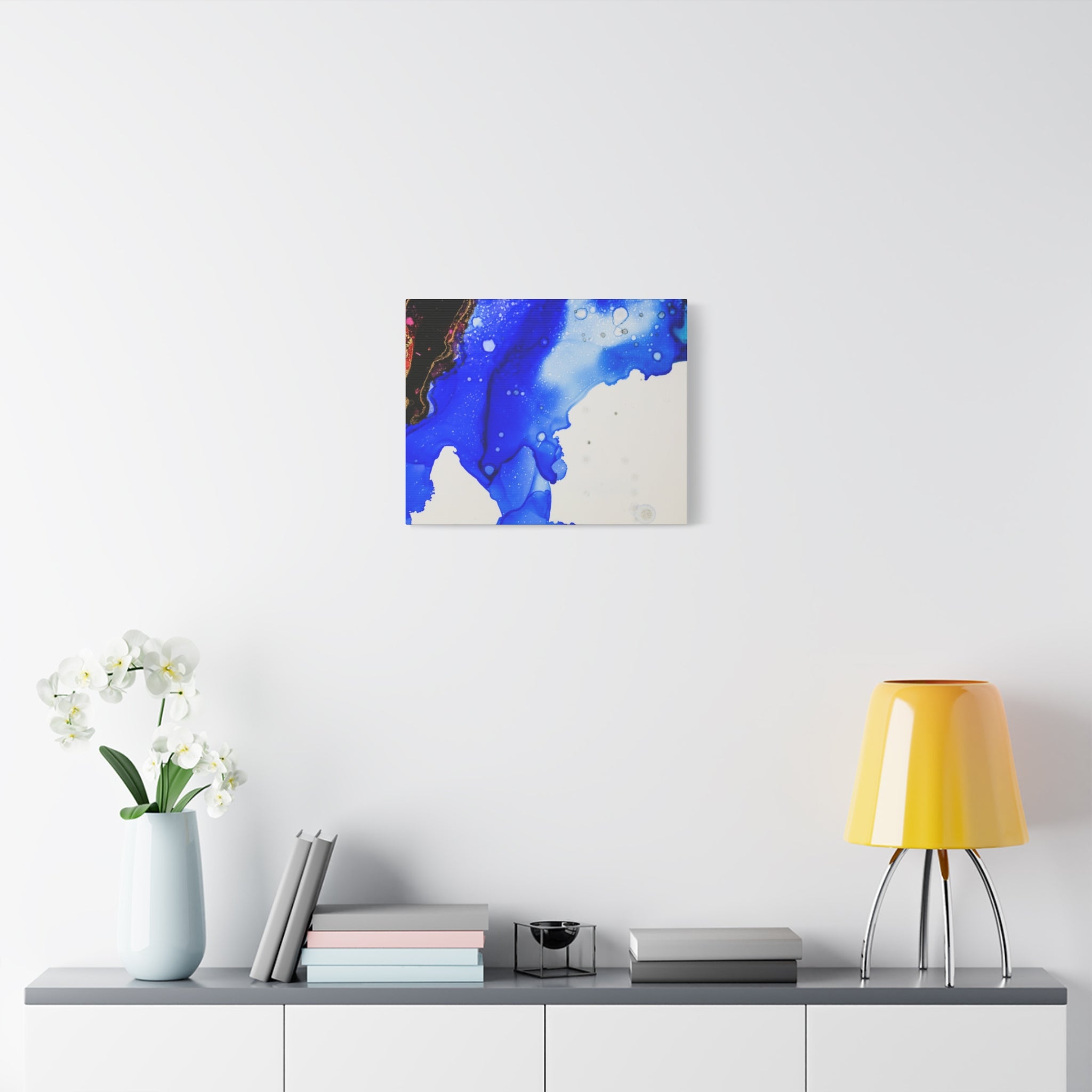 Abstract Blue Ink Art Canvas Print — Oceanic Fluid Painting