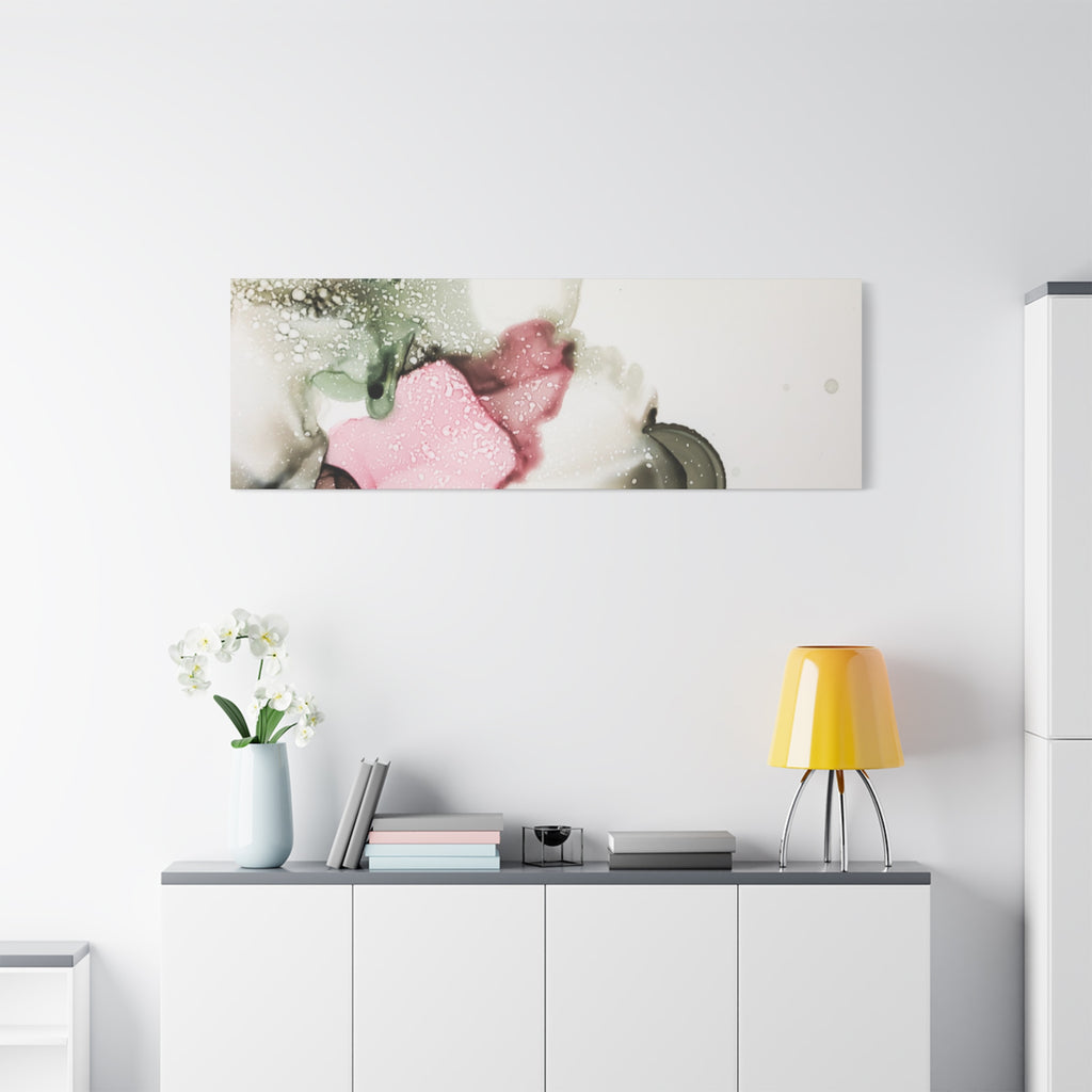 Abstract Pink & Sage Alcohol Ink Canvas Print — Modern Wall Art
