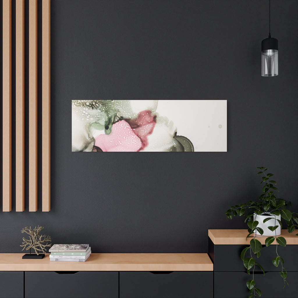 Abstract Pink & Sage Alcohol Ink Canvas Print — Modern Wall Art