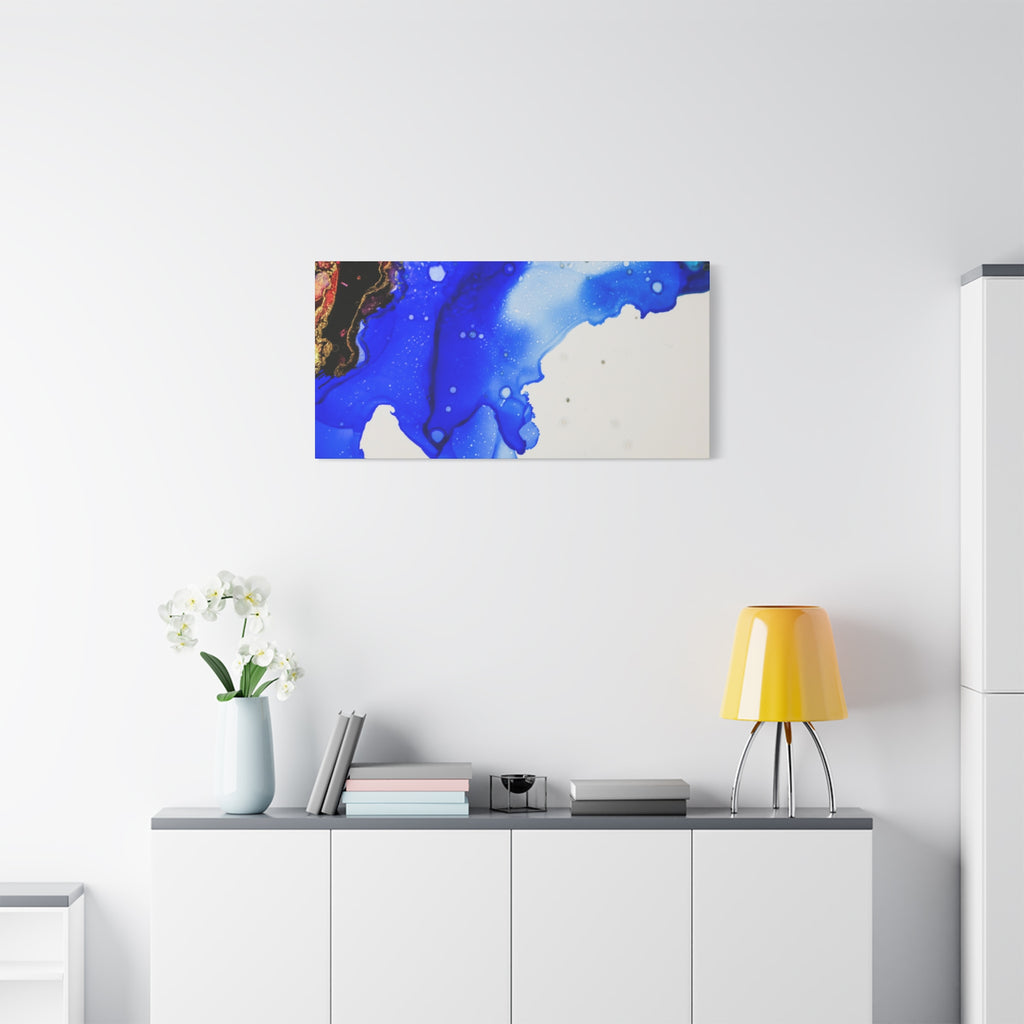 Abstract Blue Ink Art Canvas Print — Oceanic Fluid Painting