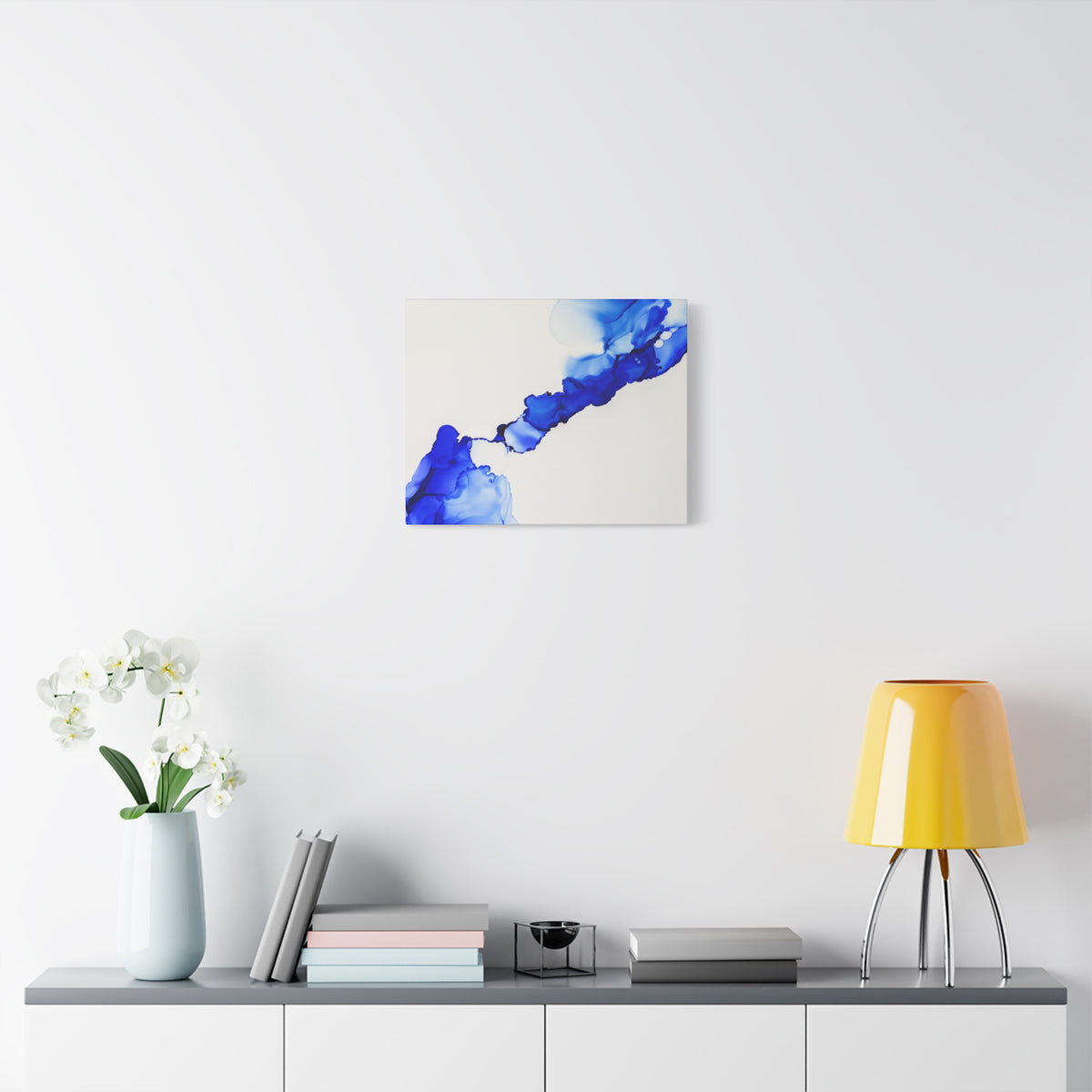 Blue Ink Abstract Matte Canvas Print — Stretched 1.25\"