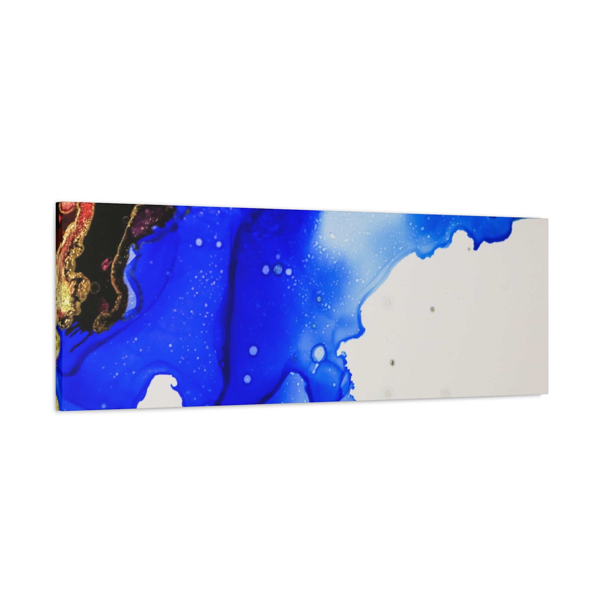 Abstract Blue Ink Art Canvas Print — Oceanic Fluid Painting