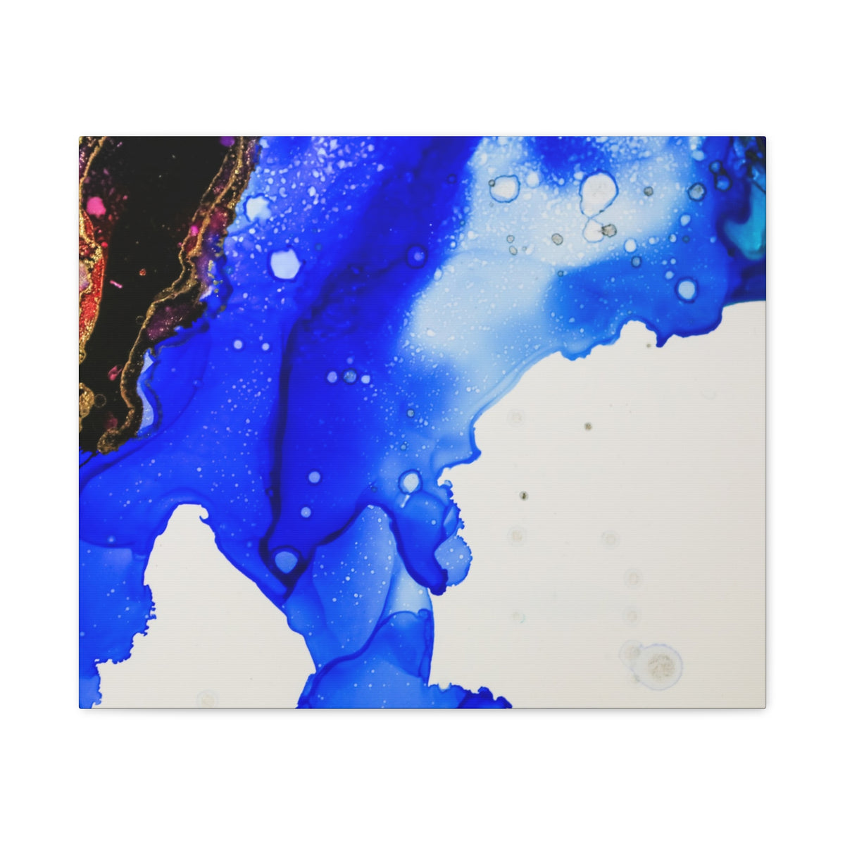 Abstract Blue Ink Art Canvas Print — Oceanic Fluid Painting