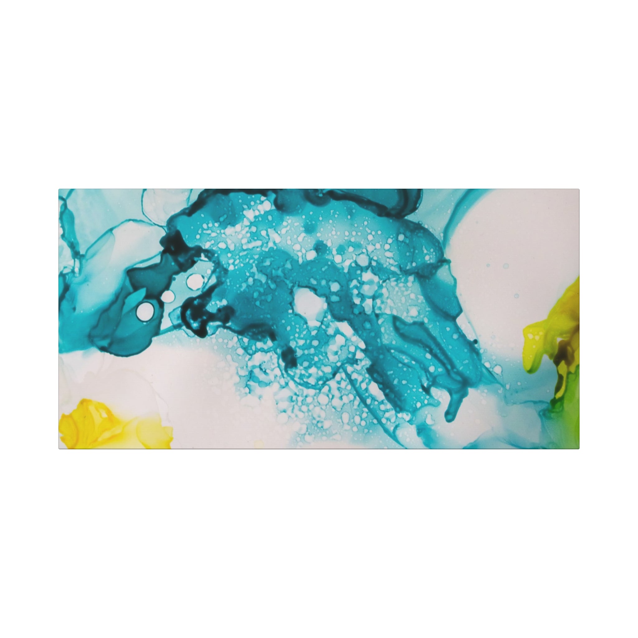 Teal & Yellow Abstract Fluid Art Canvas
