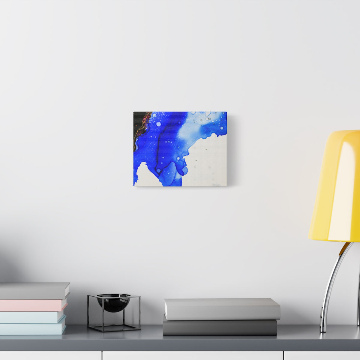 Abstract Blue Ink Art Canvas Print — Oceanic Fluid Painting