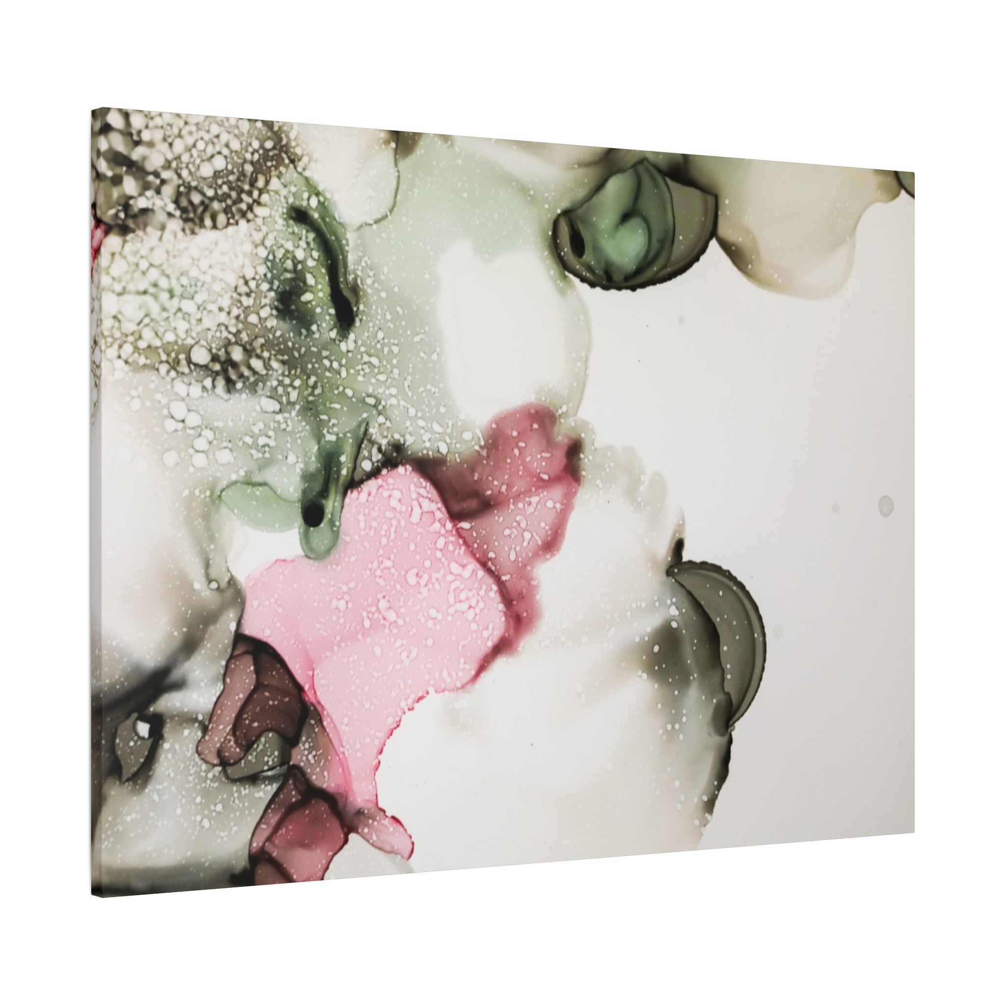 Abstract Pink & Sage Alcohol Ink Canvas Print — Modern Wall Art