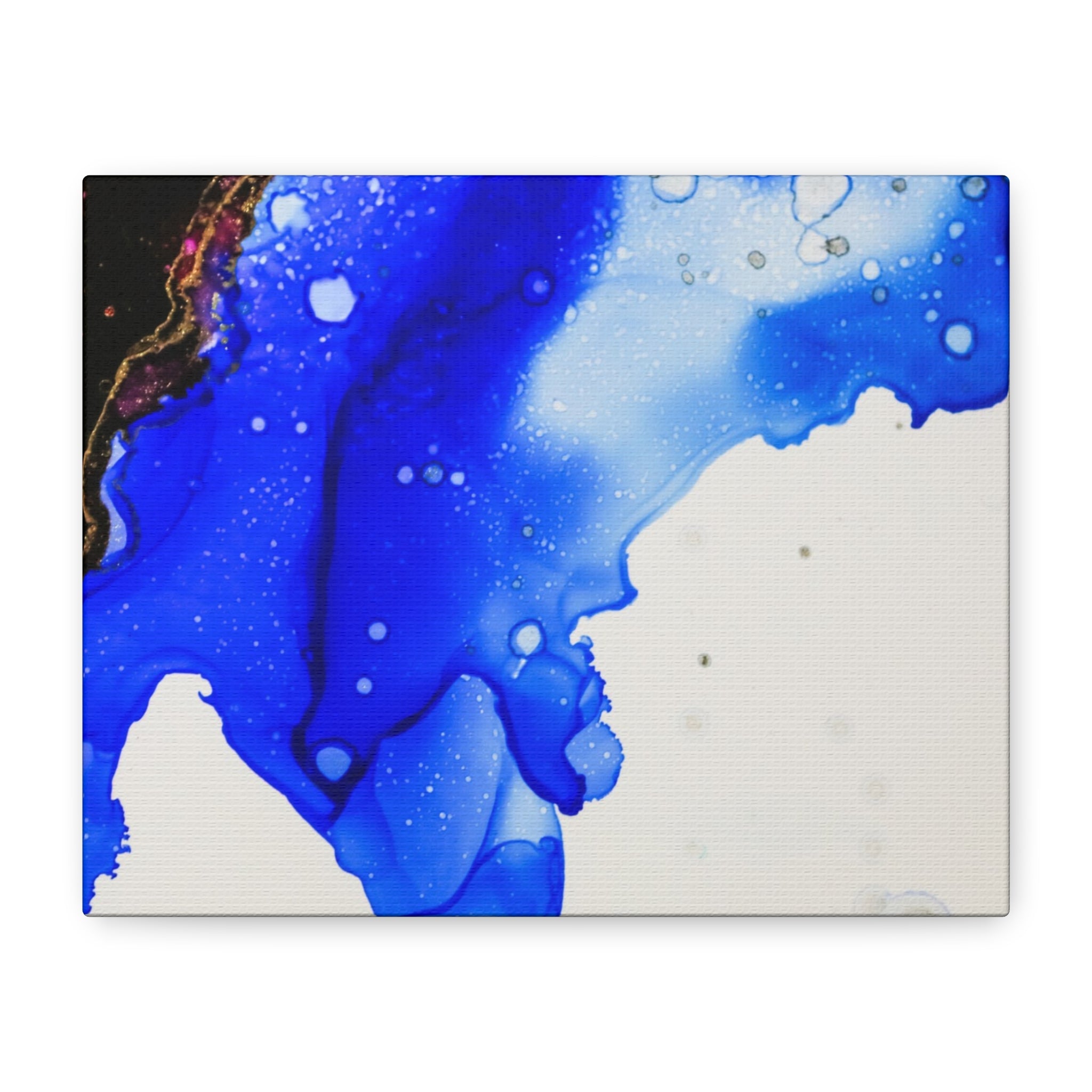 Abstract Blue Ink Art Canvas Print — Oceanic Fluid Painting