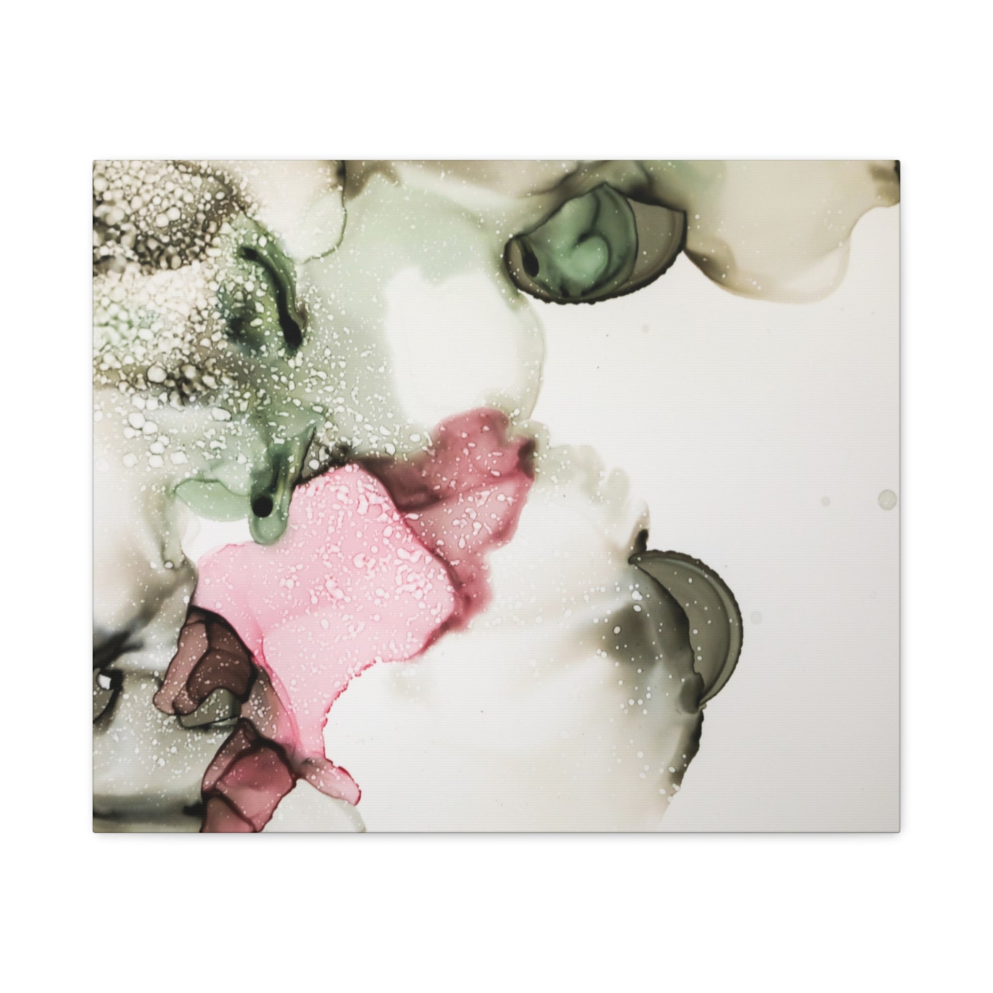 Abstract Pink & Sage Alcohol Ink Canvas Print — Modern Wall Art