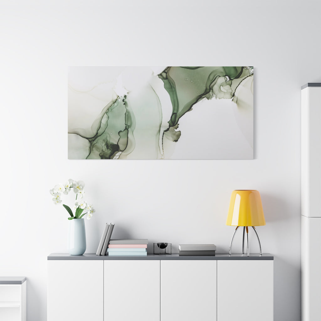Green Ink Abstract Matte Canvas Print — Stretched 1.25" Wall Art