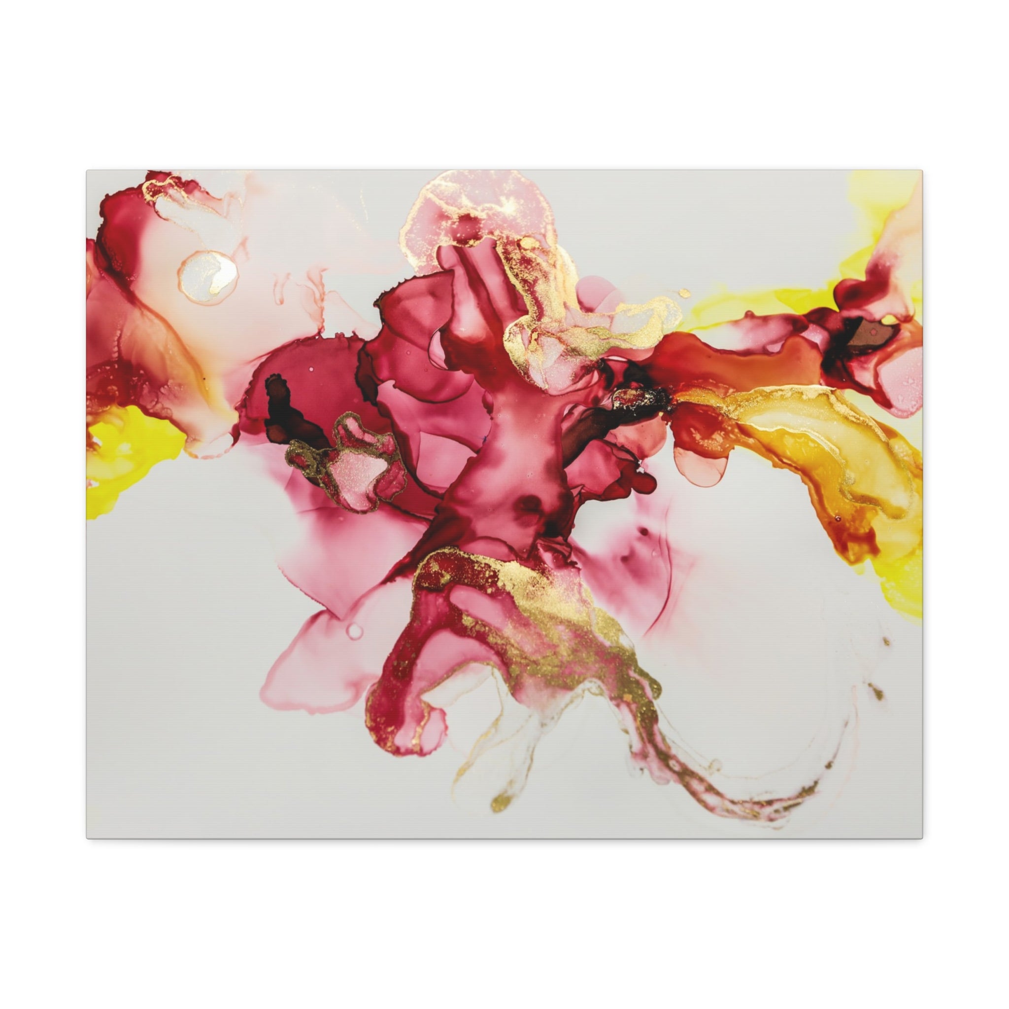 Abstract Pink & Gold Alcohol Ink Art Canvas Print — Matte Stretched Wall Art