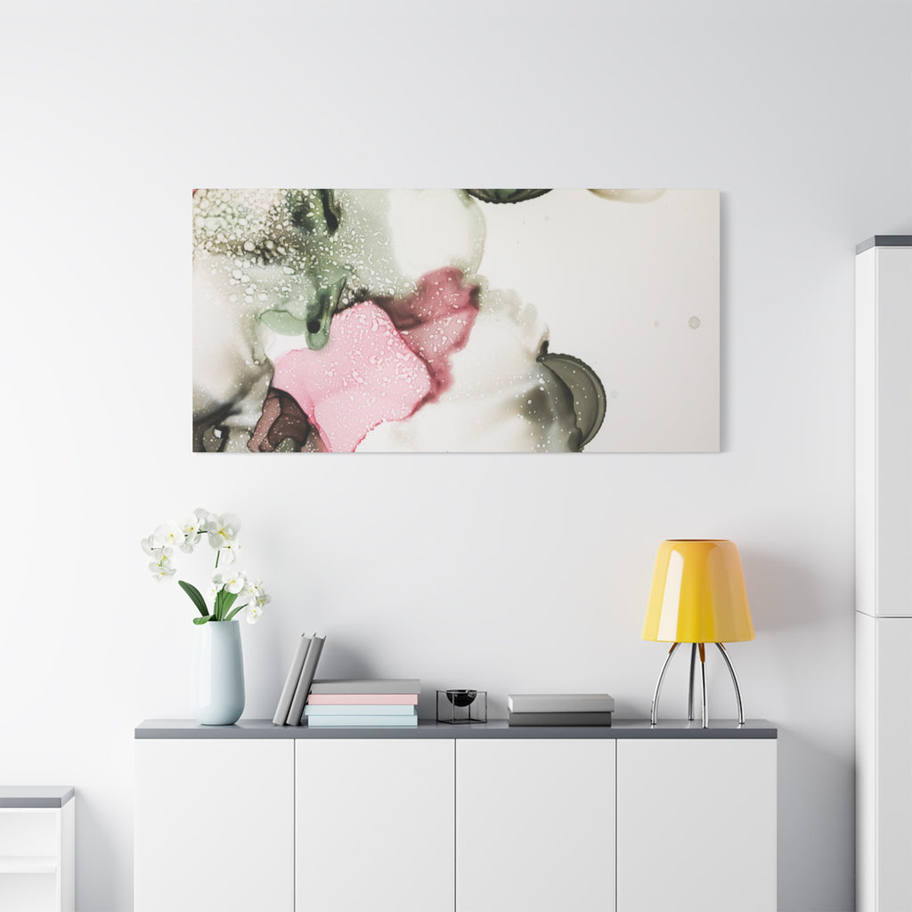 Abstract Pink & Sage Alcohol Ink Canvas Print — Modern Wall Art